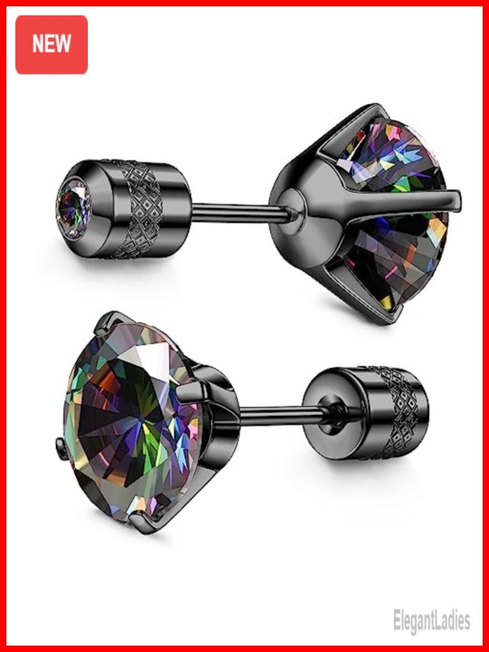 Titanium Stud Earrings Hypoallergenic Screwback Cubic Zirconia Unisex